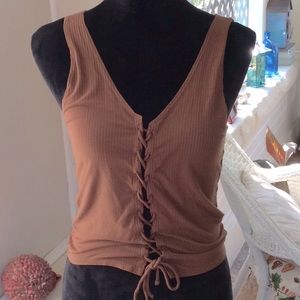 Cute lace up thin cotton sleeveless T or vest😊